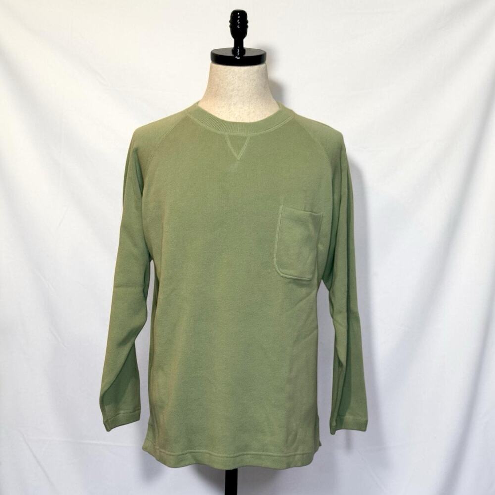 Vintage Eddie Bauer Made In Japan Knit Sweatshirt Men XL NWT Sage Green Pocket
